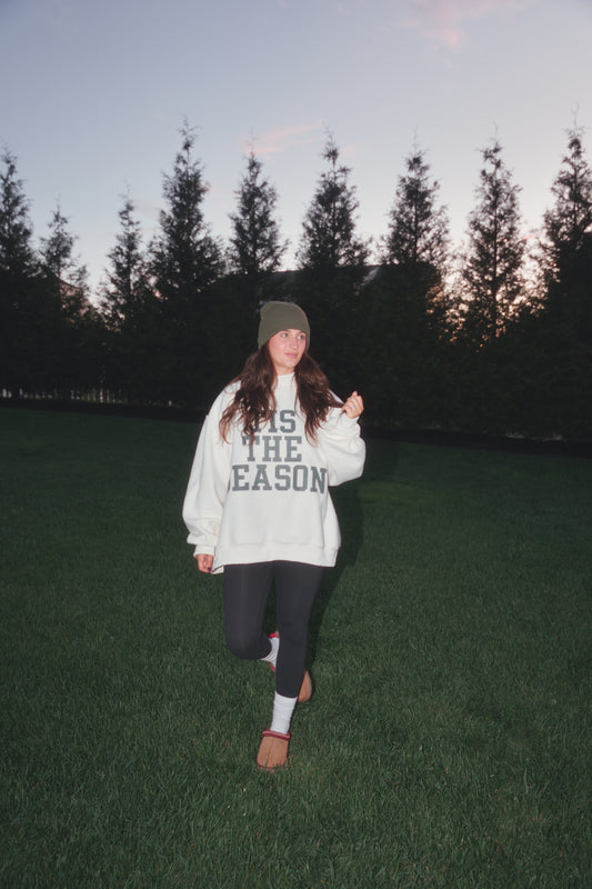 Holly Jolly X Tis The Season Mock Neck- Cream