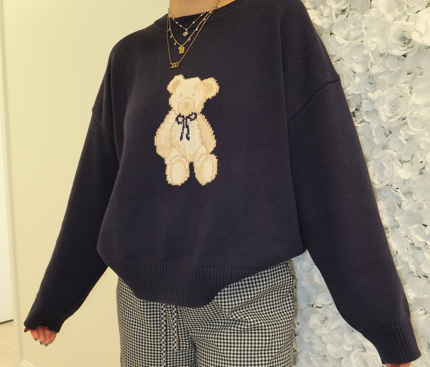 Teddy Bear Sweater- Navy