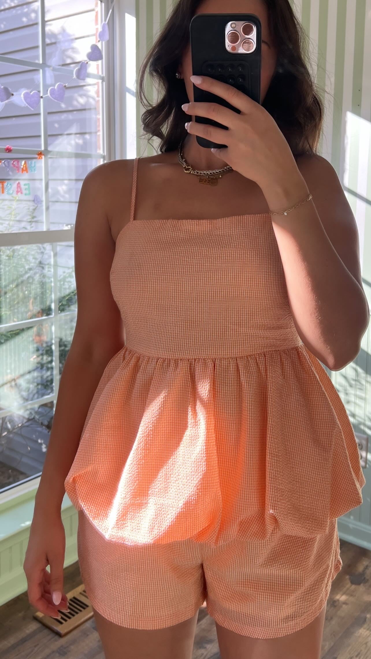 Bubble Hem Peplum 2-Piece Set