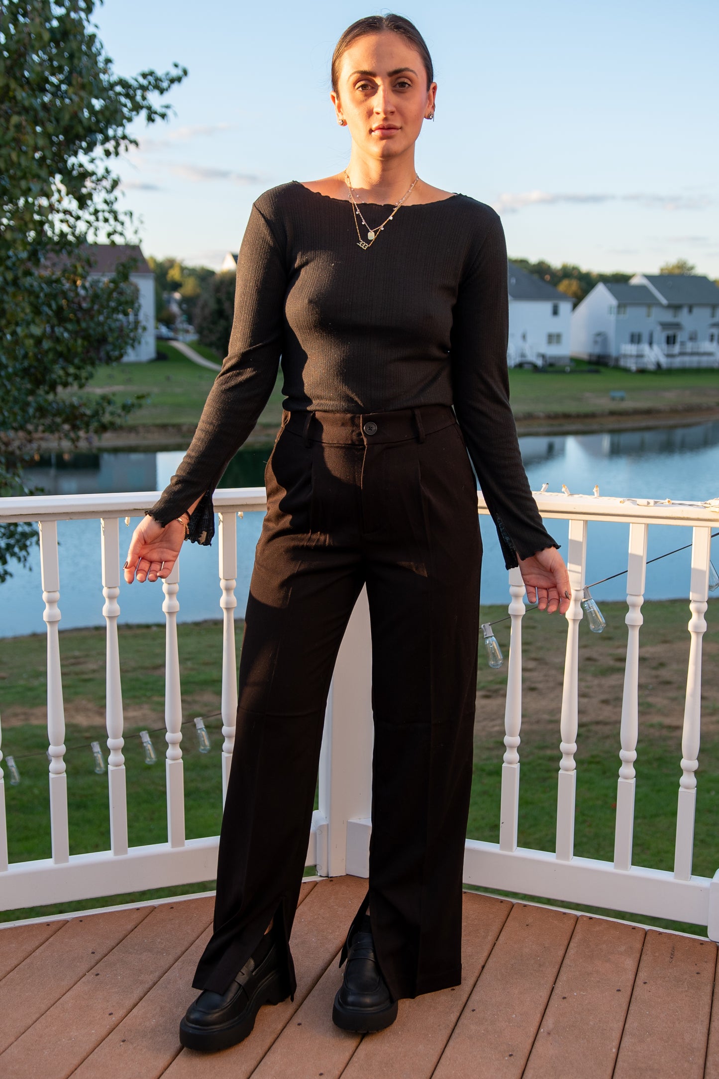 Black Cropped Ruffle Shirt