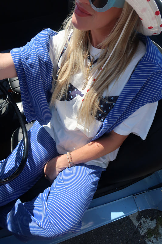 Bikini Tee- Navy Polka Dot