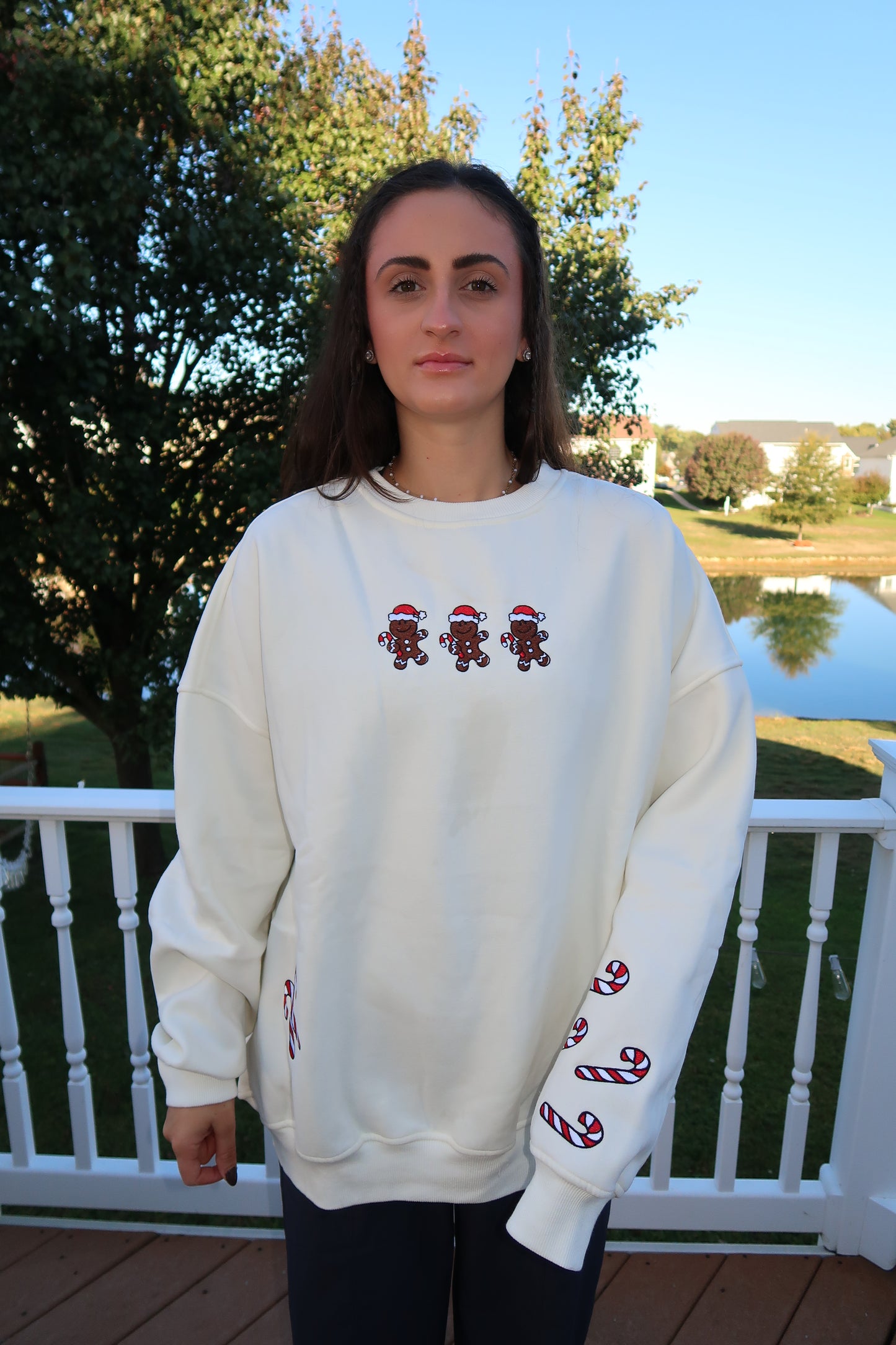 Gingerbread Recipe Embroider Crew Neck