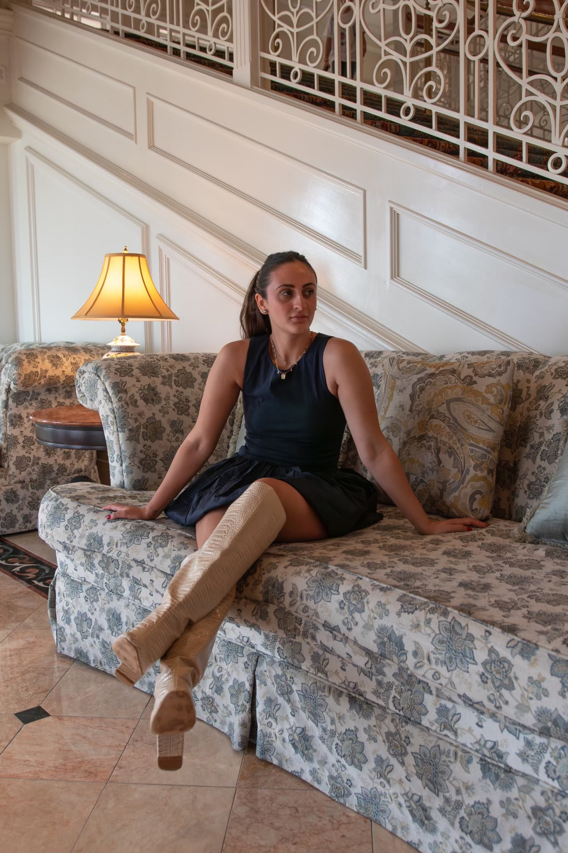 Midnight Bubble Hem Dress- Navy