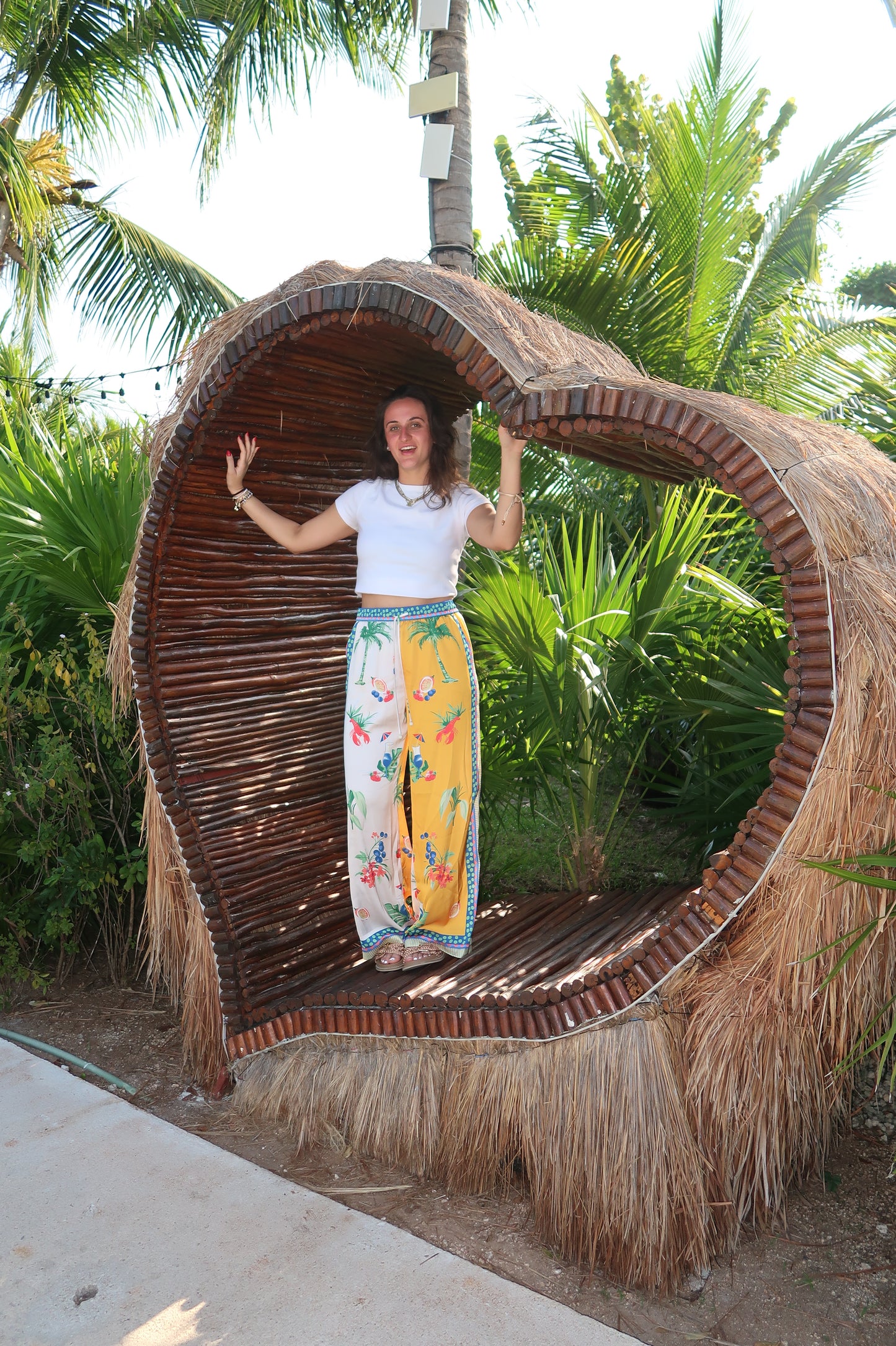 Elastic Waist Tropical Pant