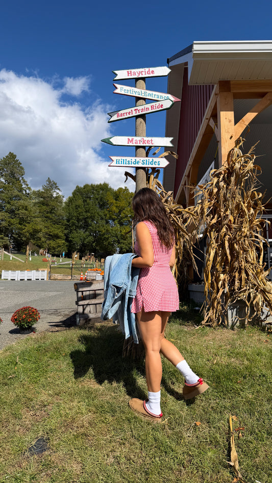 Gingham Active Romper- Red