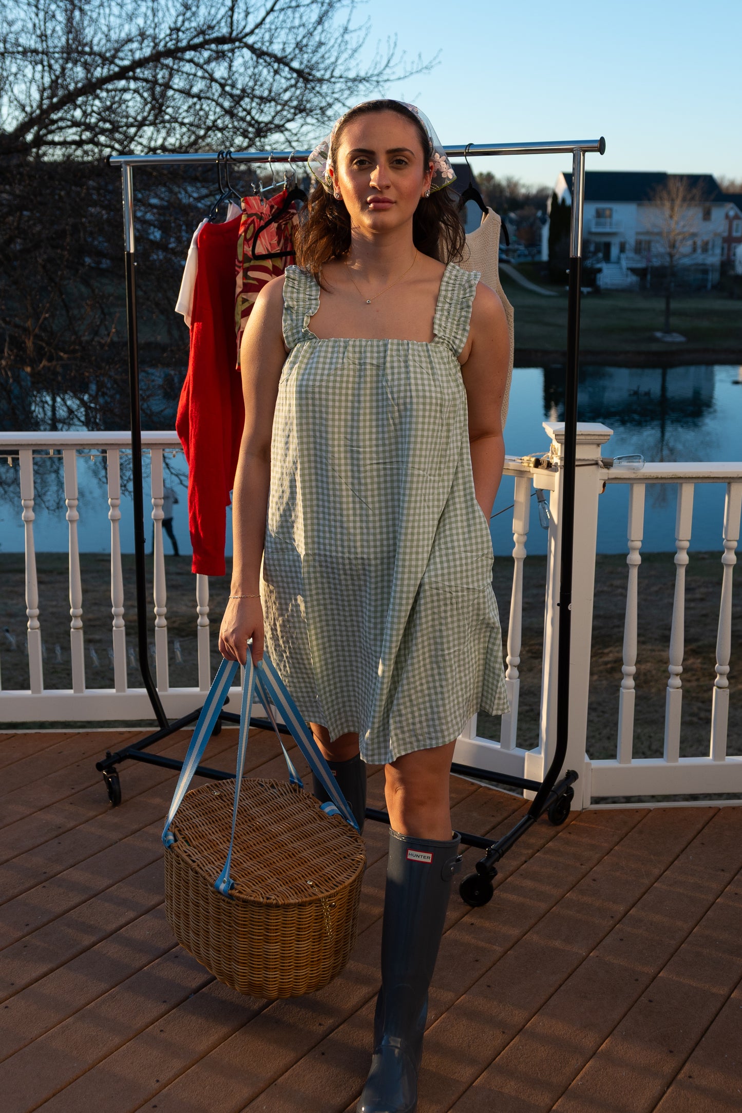 Garden Picnic Dress- Sage White