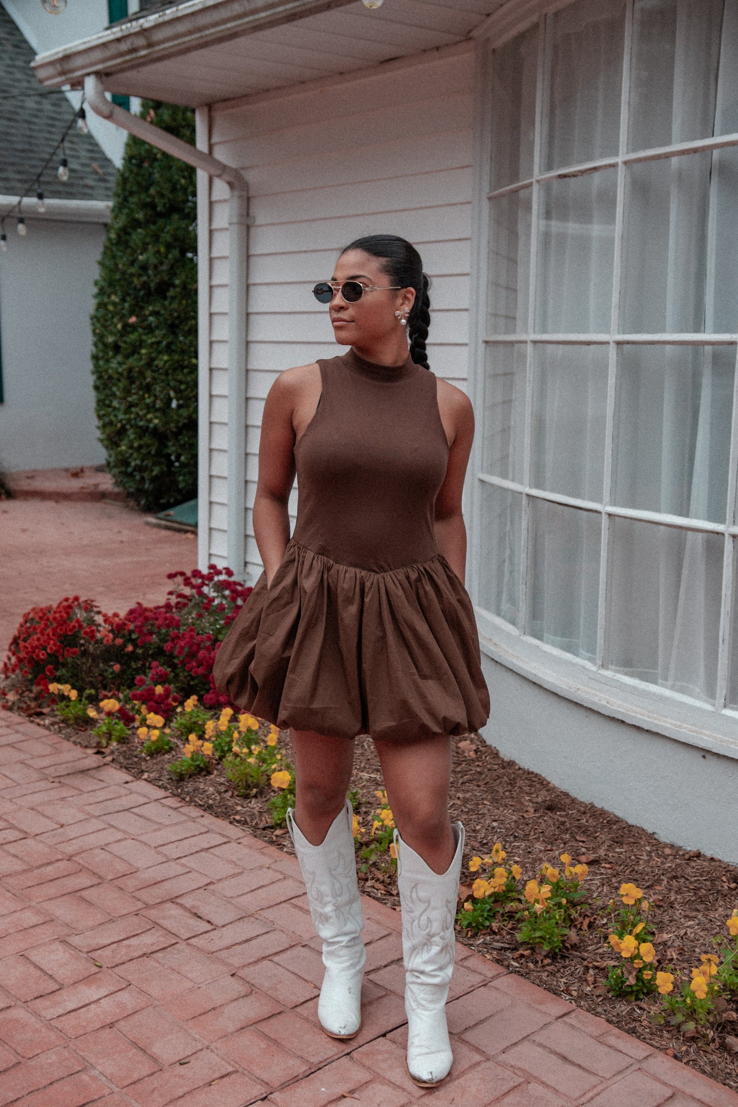 Autumn Bubble Dress- Brown