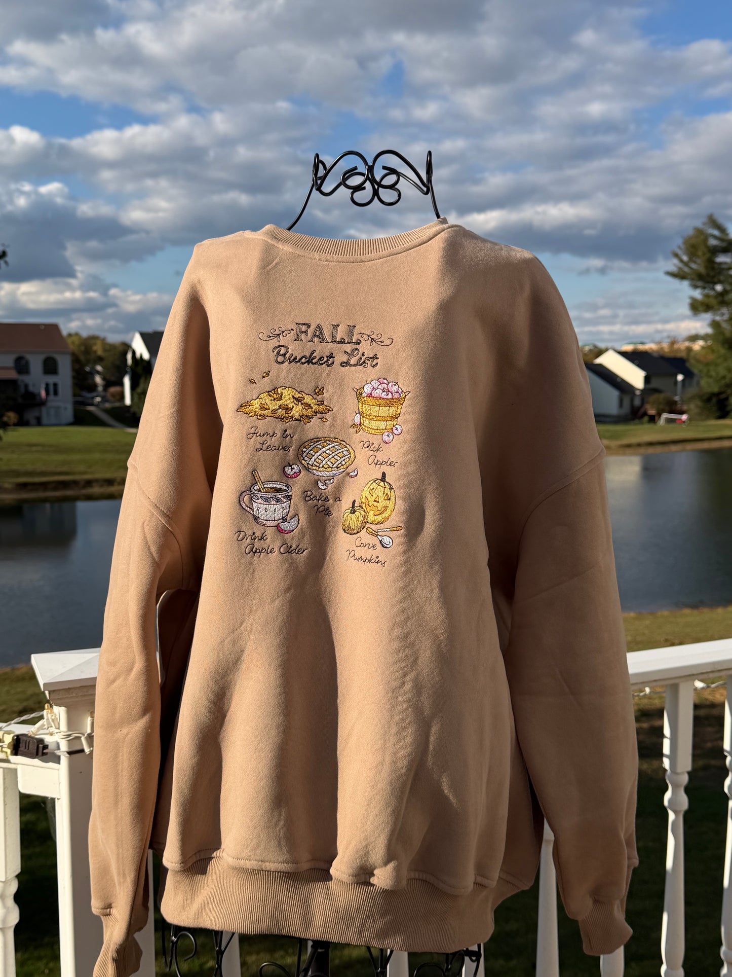Fall Bucket List Embroidered Sweatshirt