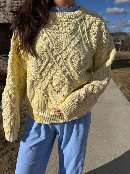 Heirloom Cable Knit- Butter Yellow