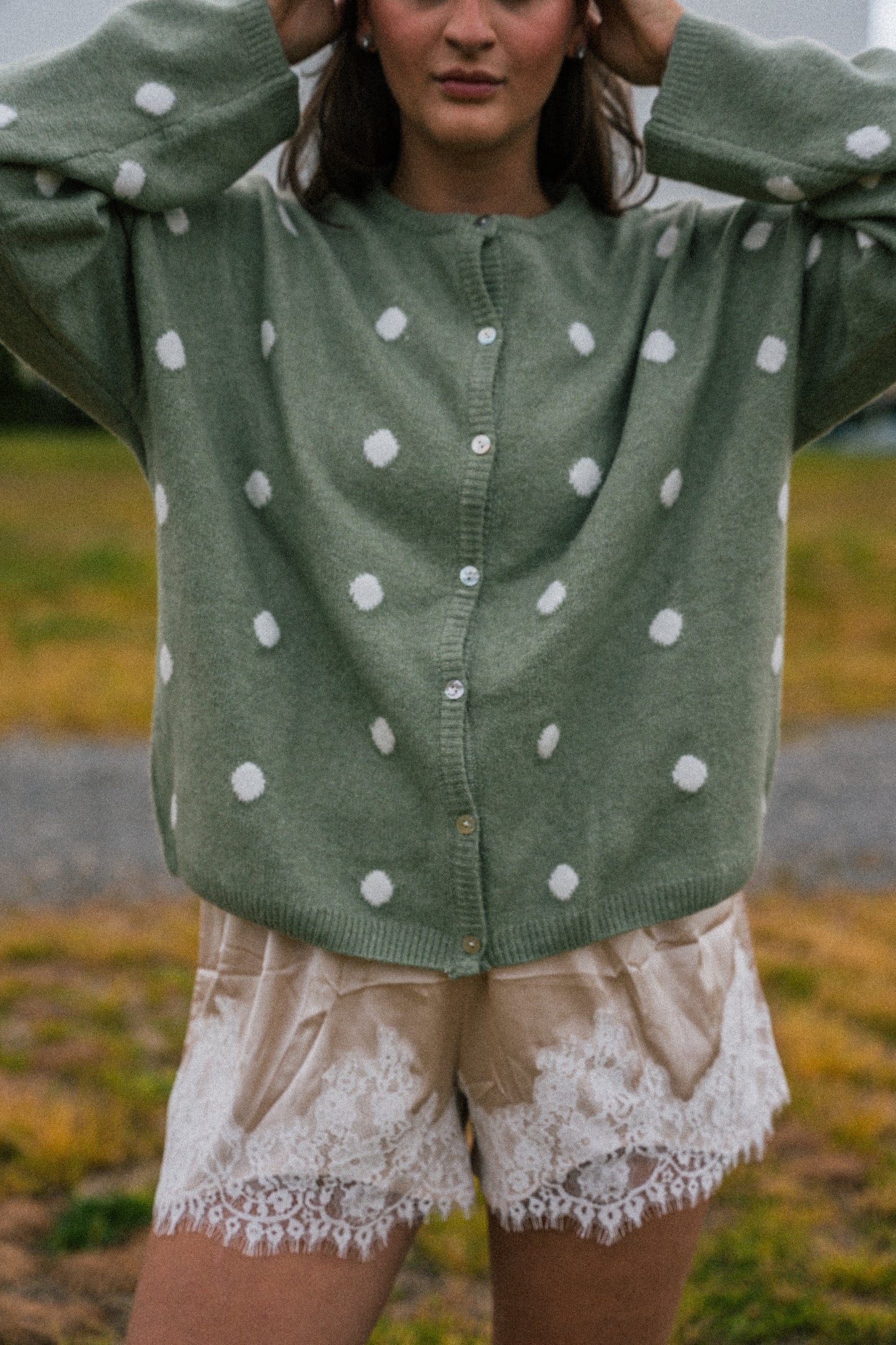 Polka Darling Cardigan- Sage