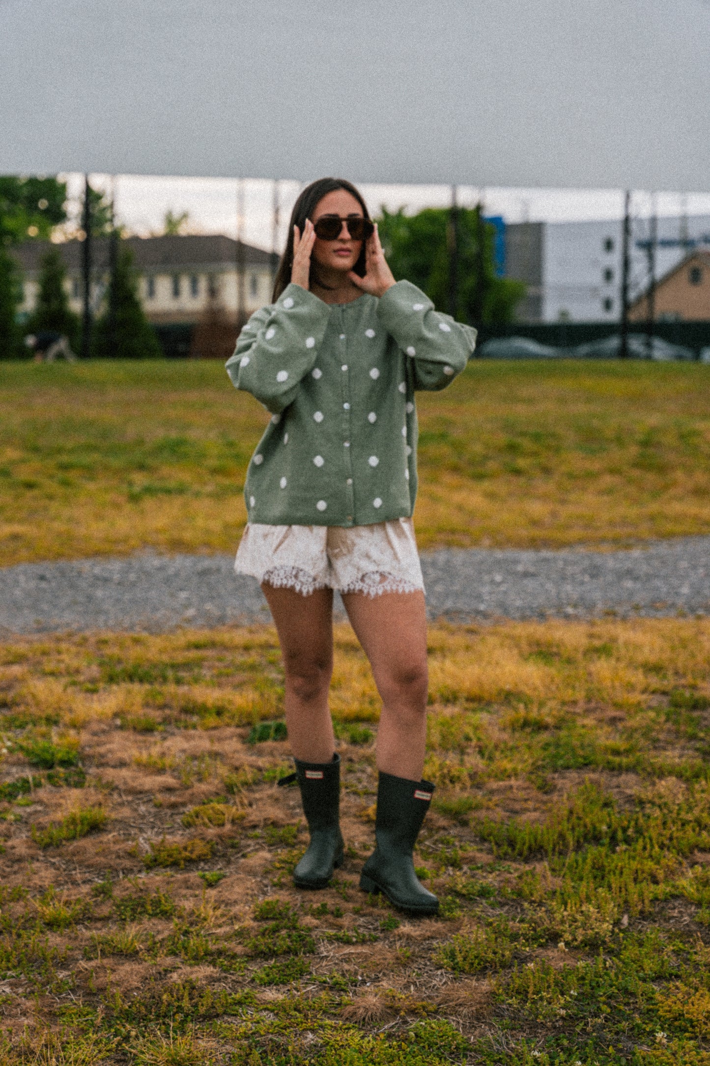 Polka Darling Cardigan- Sage