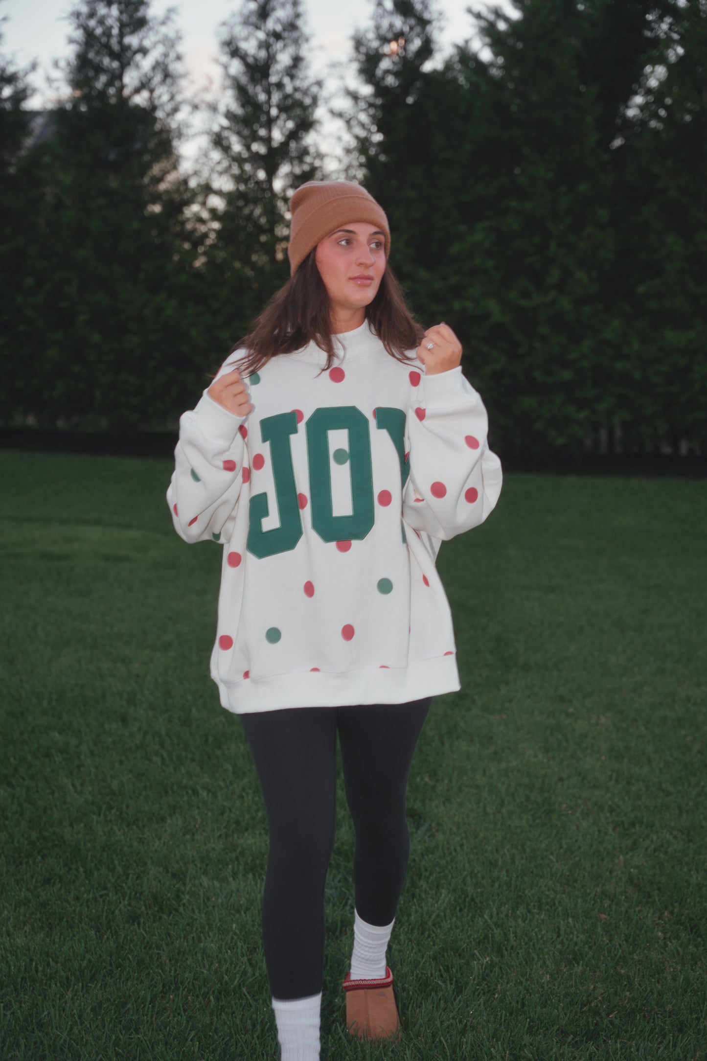 JOY Polka Dot Mock Neck