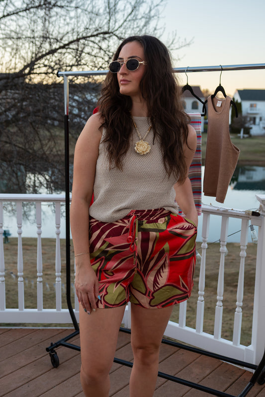 Papaya Paradise Satin Shorts