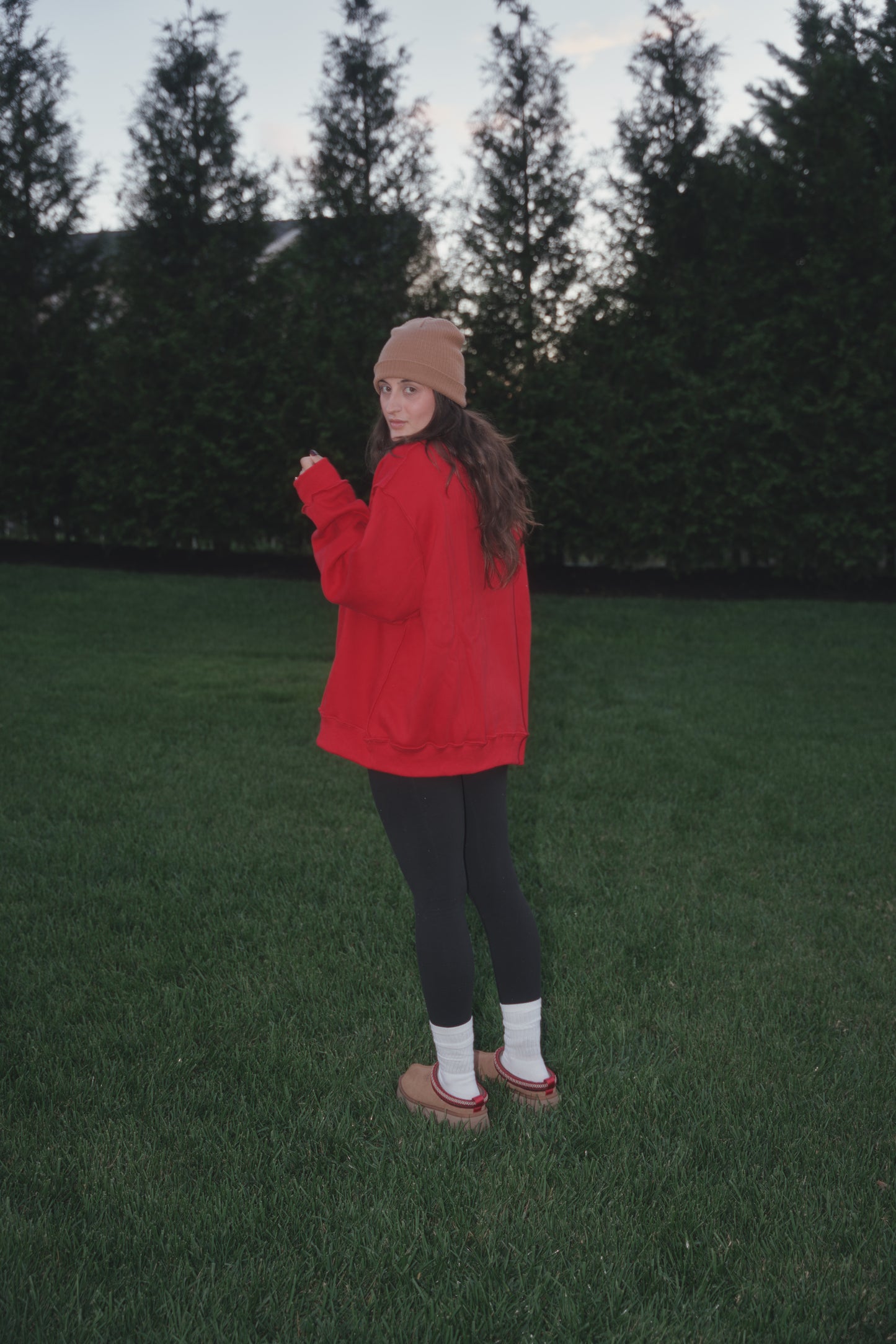 Merry Candy Cane Mockneck-  Red