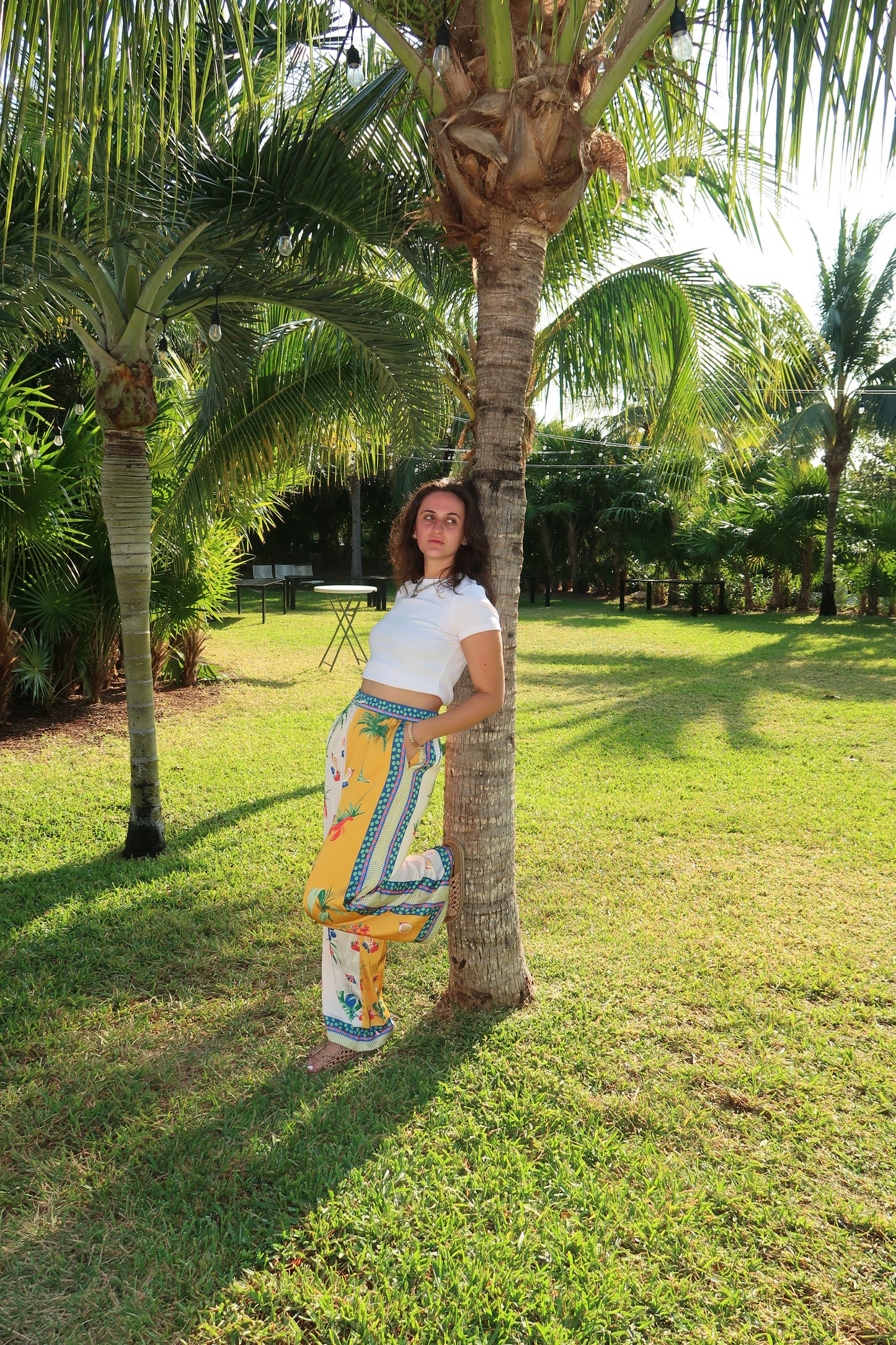 Elastic Waist Tropical Pant