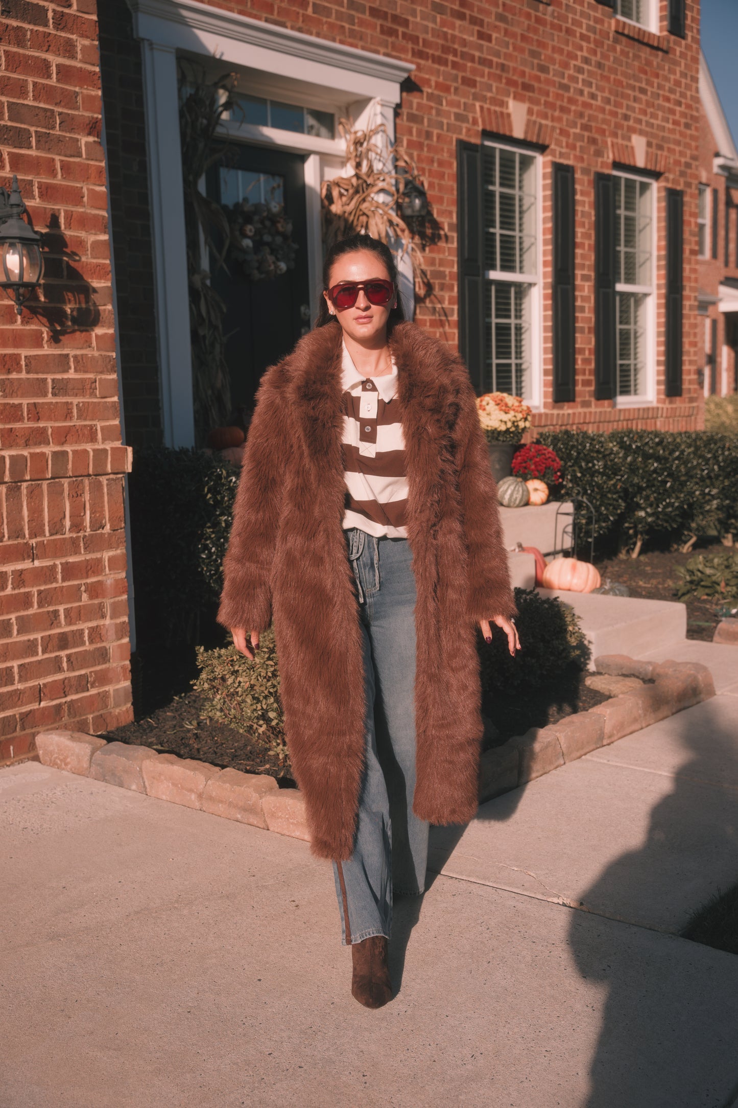 Aspen Faux Fur Coat- Brown