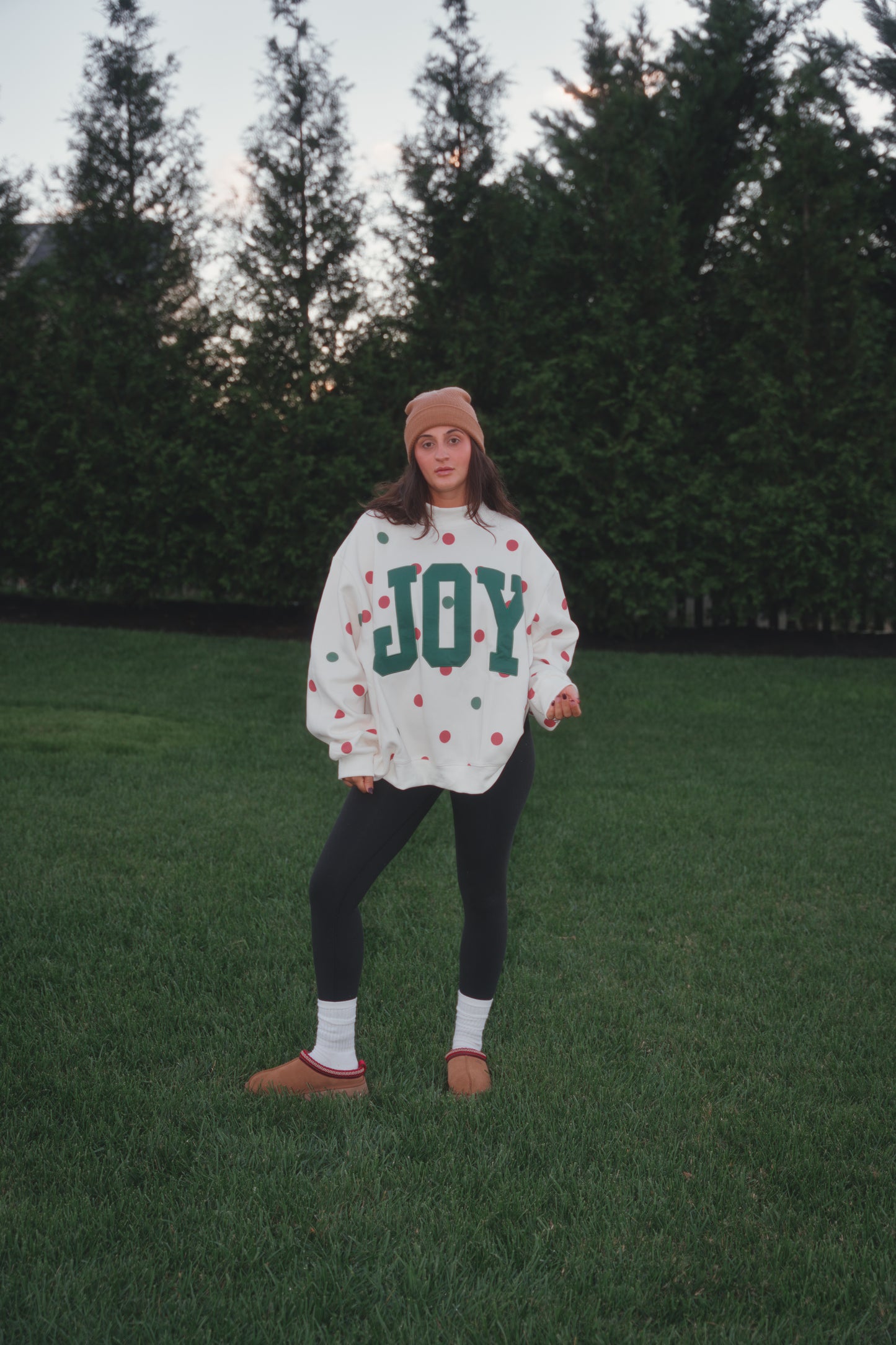 JOY Polka Dot Mock Neck