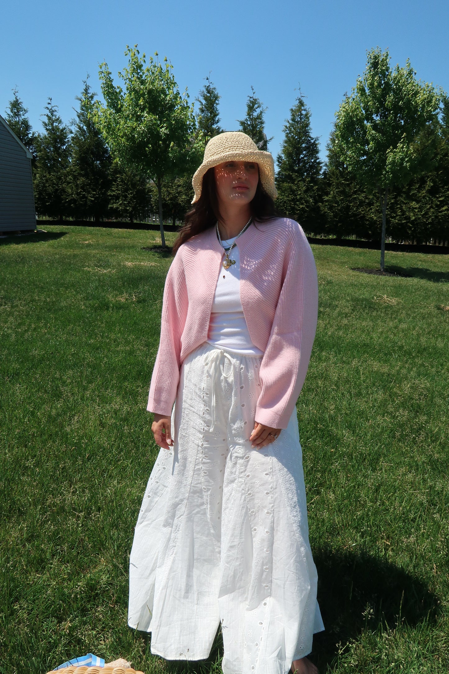 Summer Garden Shrug- Baby Pink