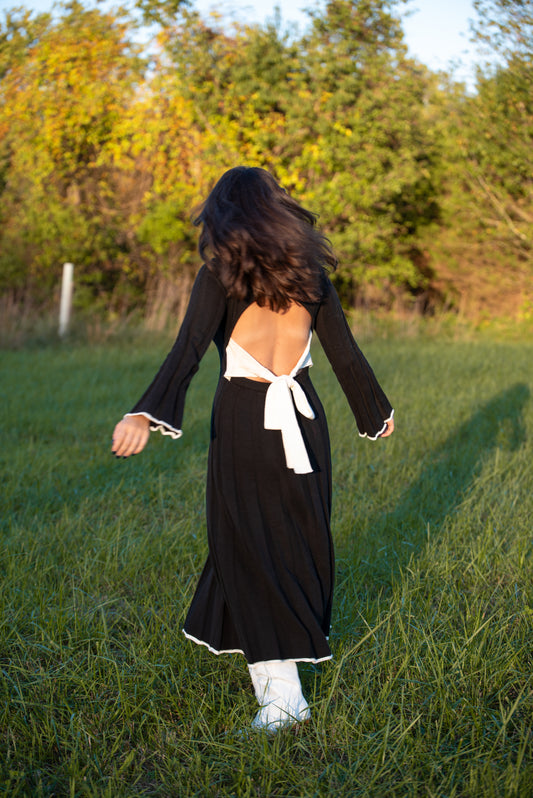 Scarlet Bow Tie Dress- Black Ivory