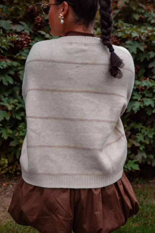 Maple Stripe Sweater- Oatmeal