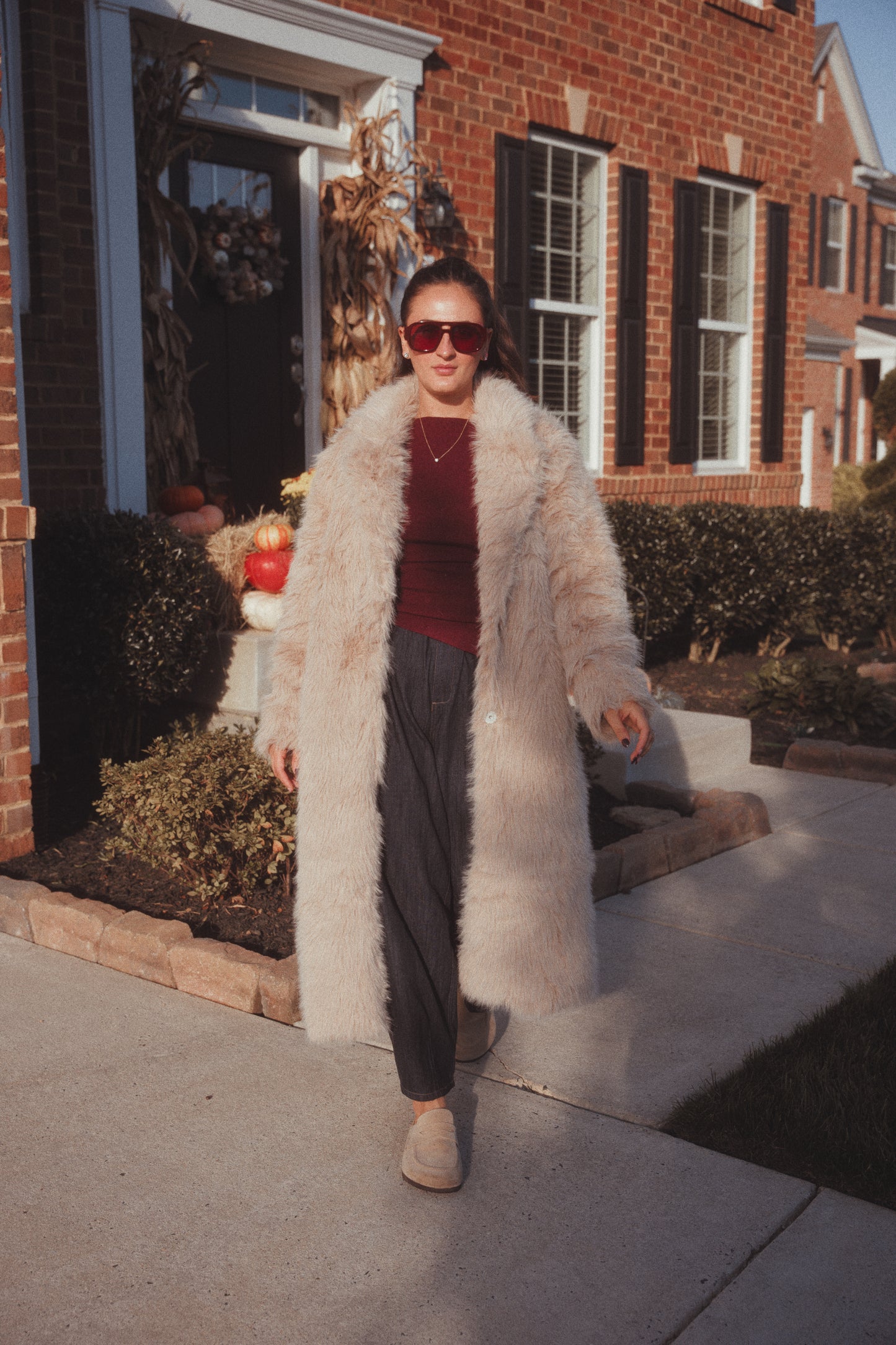 Aspen Faux Fur Coat- Taupe