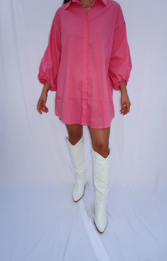 Button Front Mini Shirt Dress