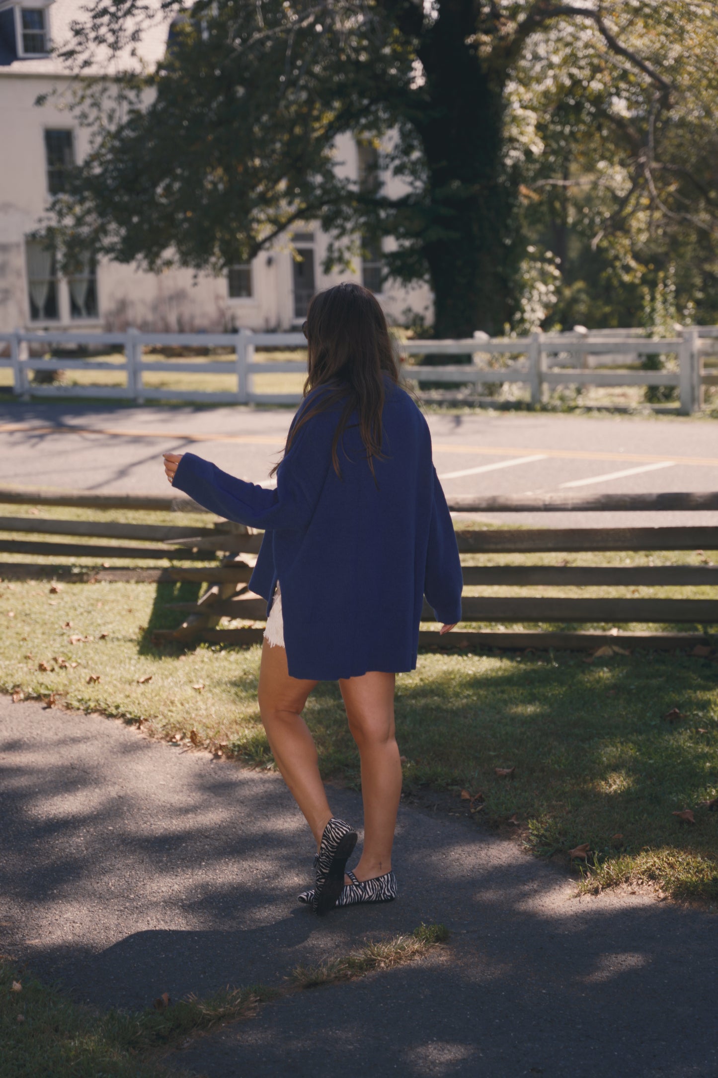 Oversized Heather Mockneck-Navy