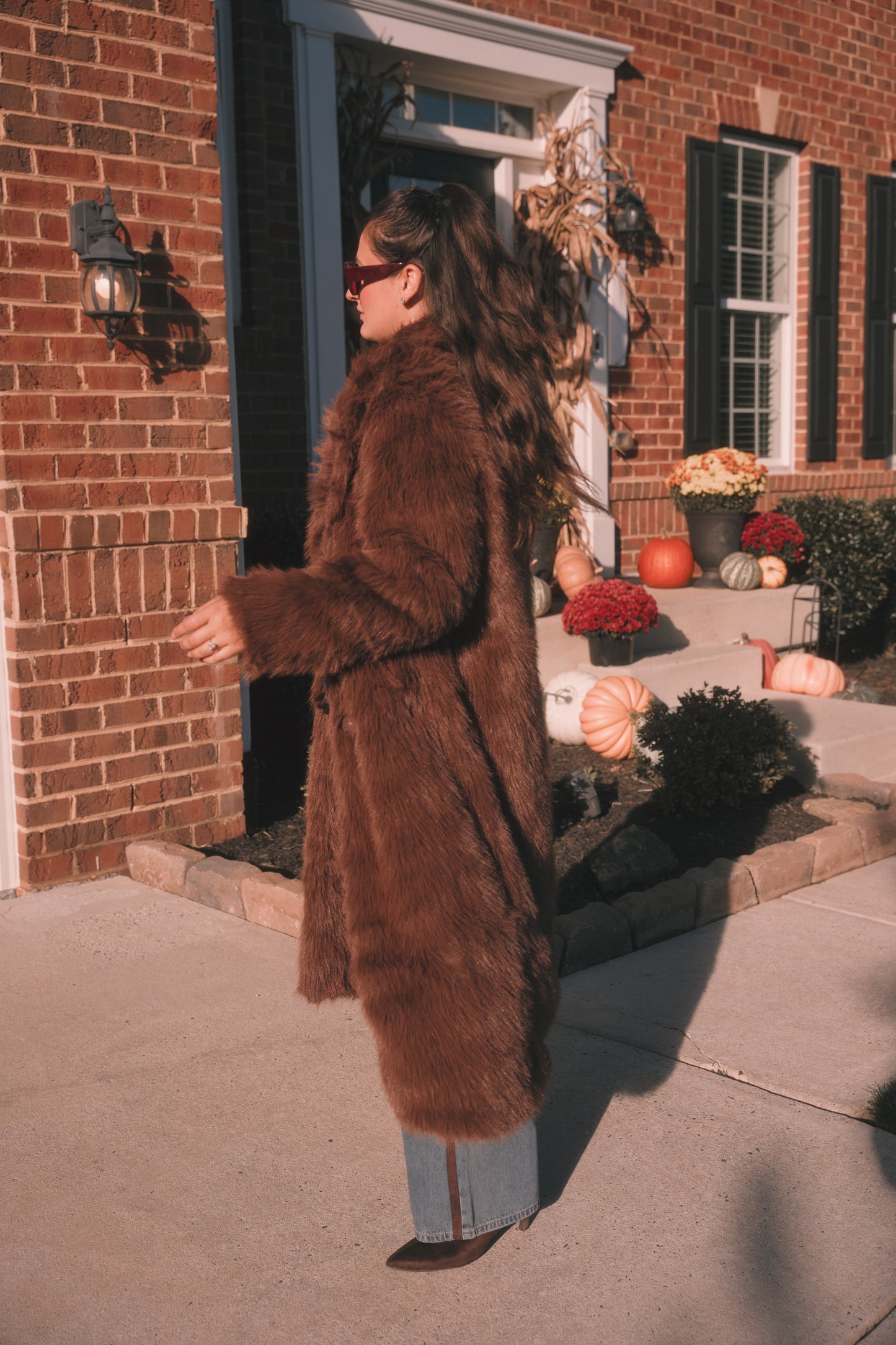 Aspen Faux Fur Coat- Brown