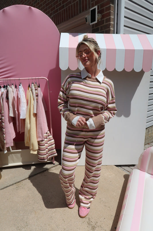 Coastal Candy Knit Pants- Brown