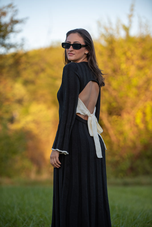 Scarlet Bow Tie Dress- Black Ivory