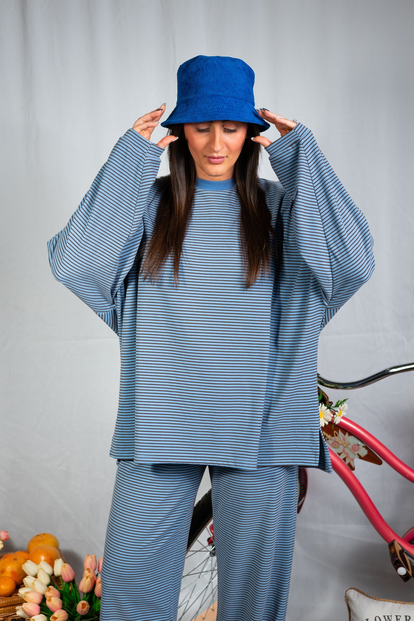 Varsity Lounge Top- Blue/Brown