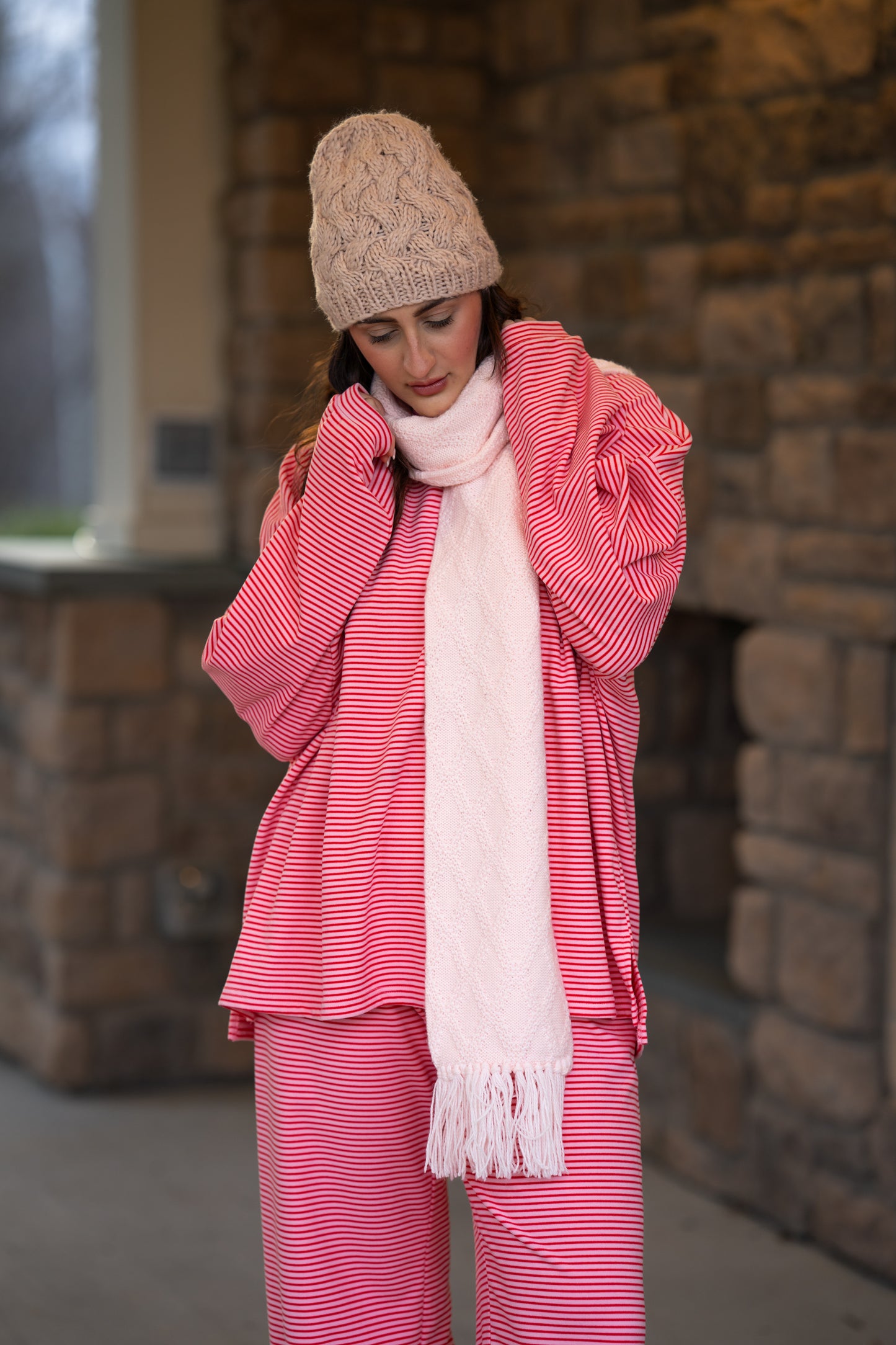 Varsity Lounge Top- Red/Pink