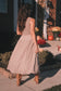 Smocked Gingham Midi Dress- Brown