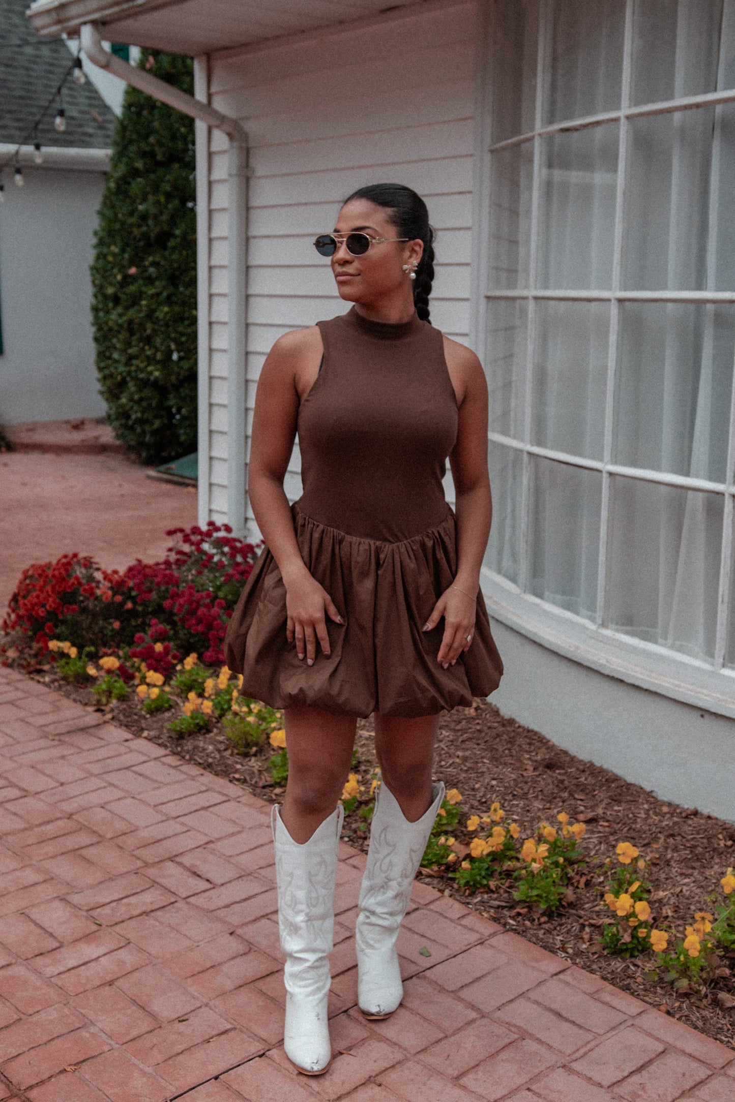 Autumn Bubble Dress- Brown