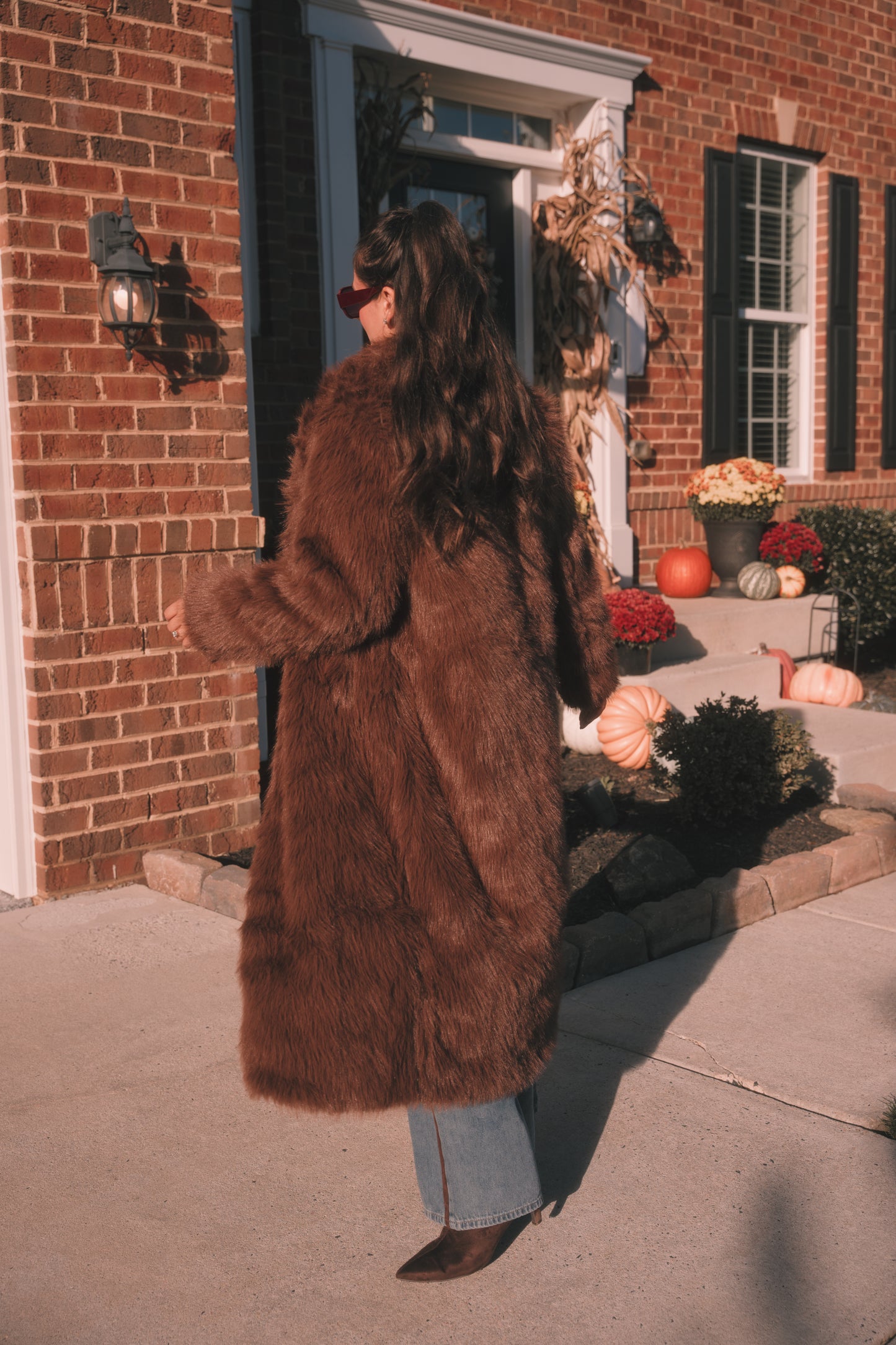 Aspen Faux Fur Coat- Brown