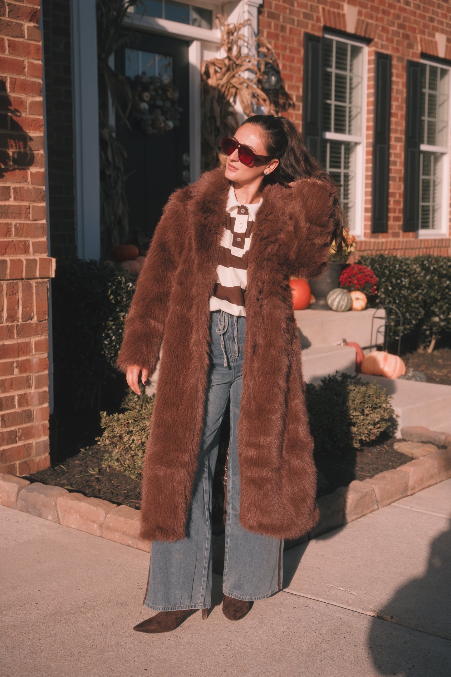 Aspen Faux Fur Coat- Brown
