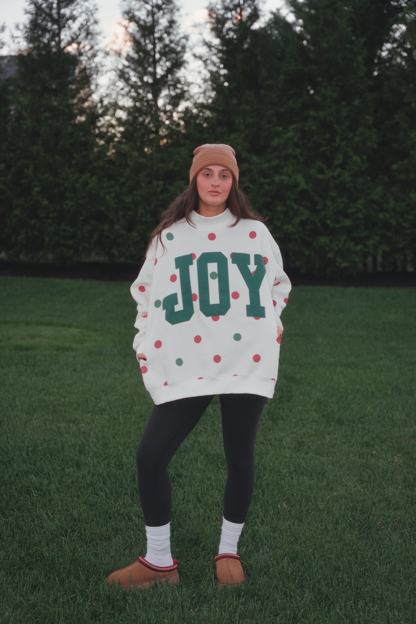 JOY Polka Dot Mock Neck