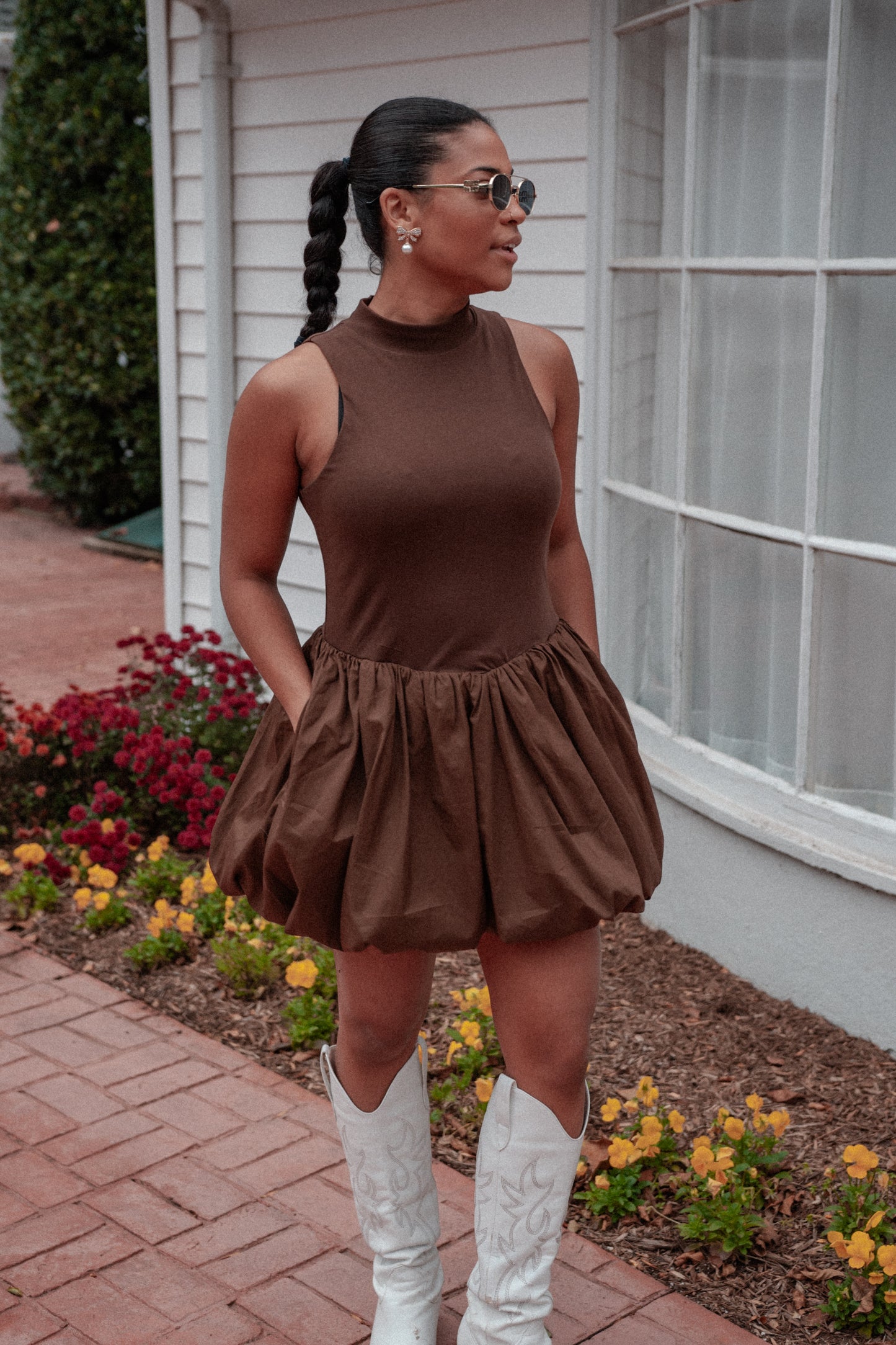 Autumn Bubble Dress- Brown