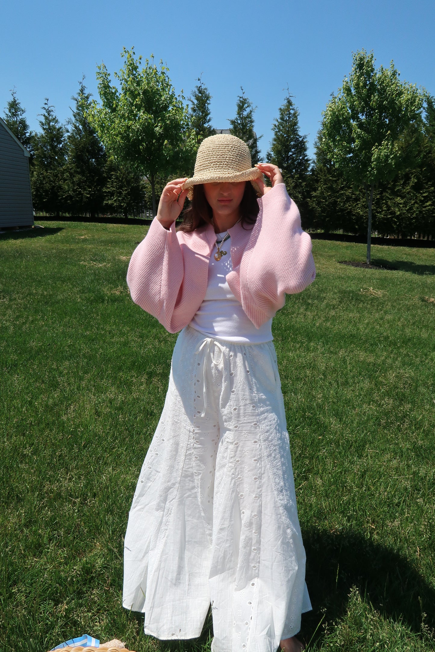 Summer Garden Shrug- Baby Pink