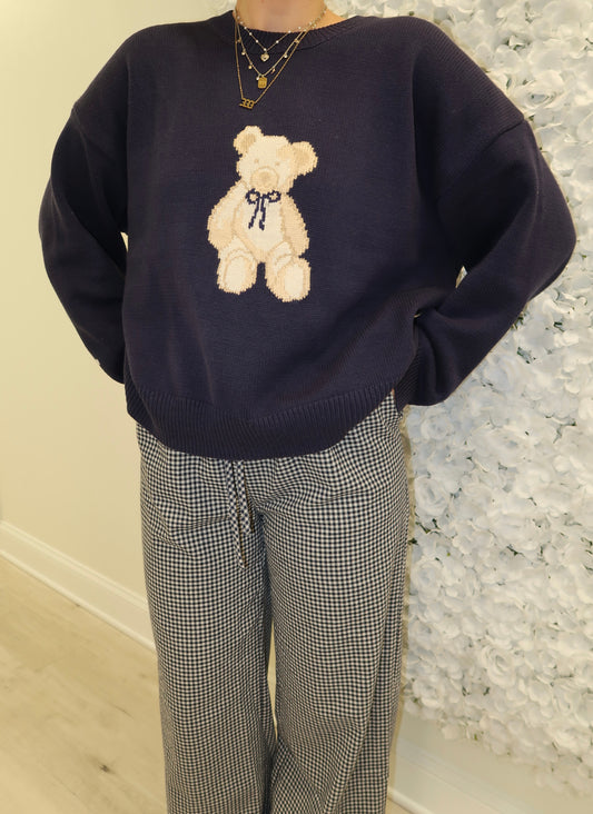 Teddy bear Sweater- Navy