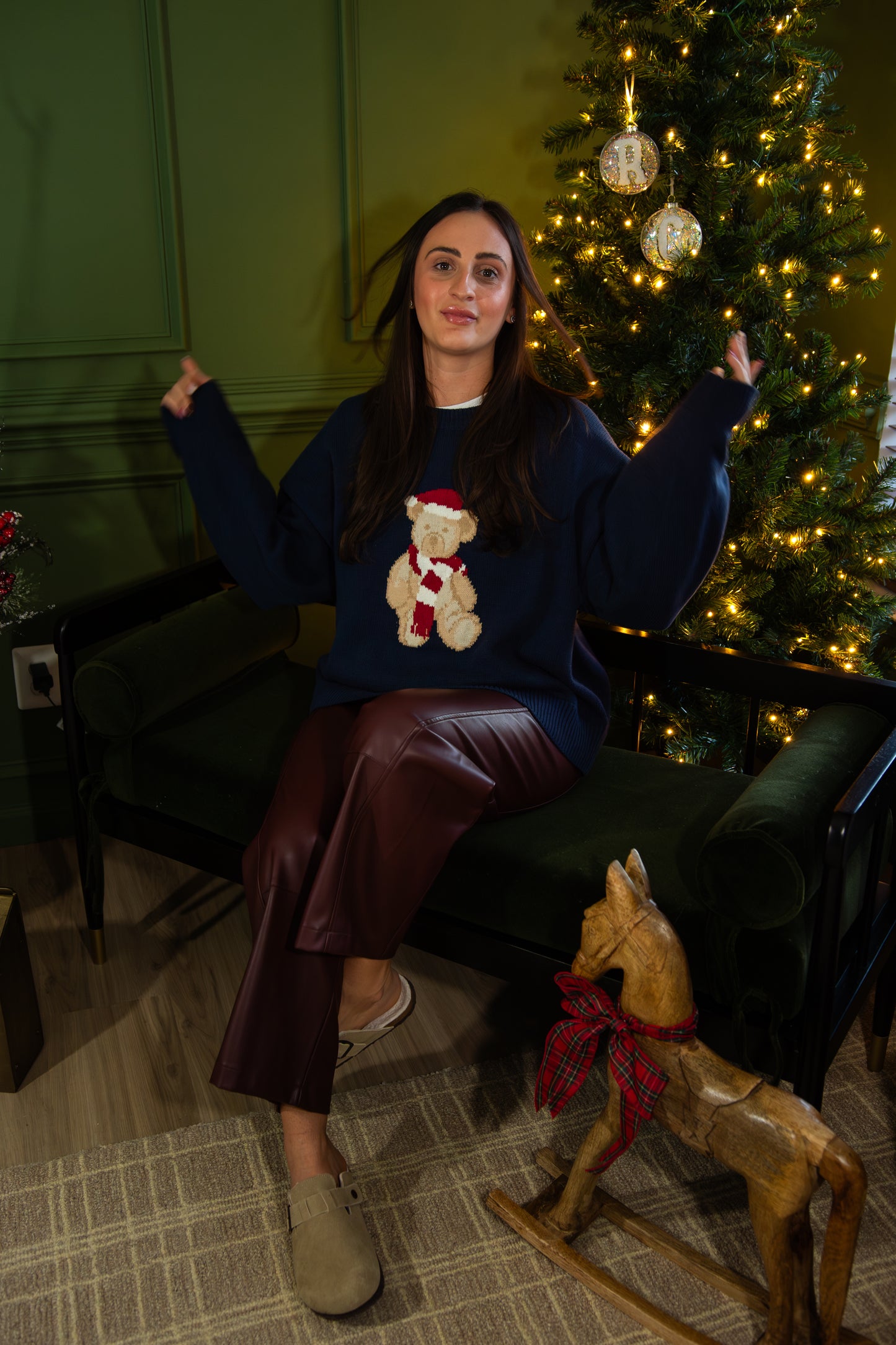 Holly Jolly Bear Sweater- Navy