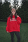 Merry Candy Cane Mockneck-  Red