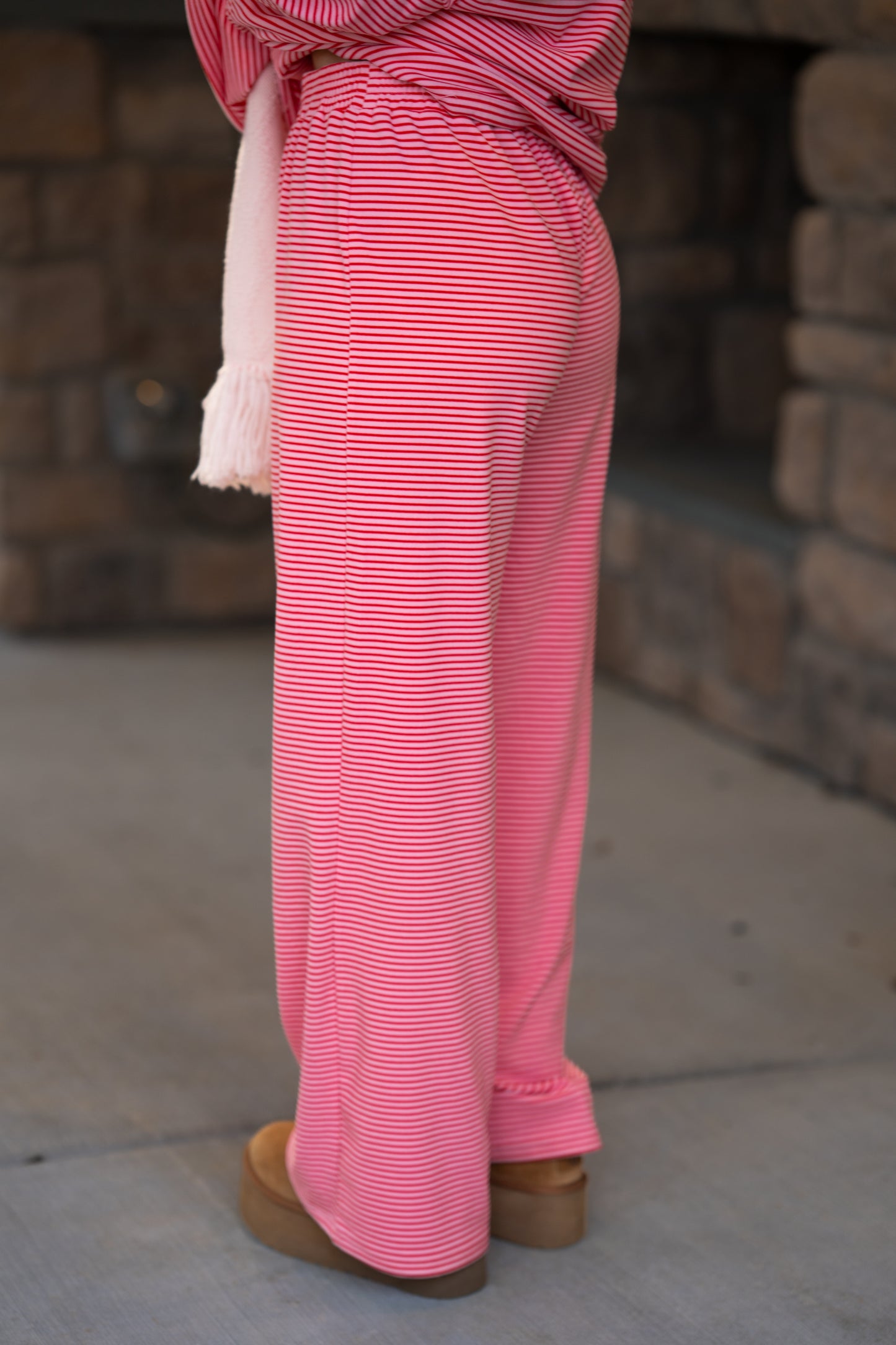 Varsity Lounge Pant-Red/Pink