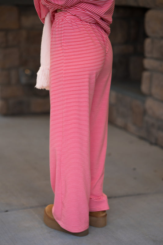 Varsity Lounge Pant-Red/Pink