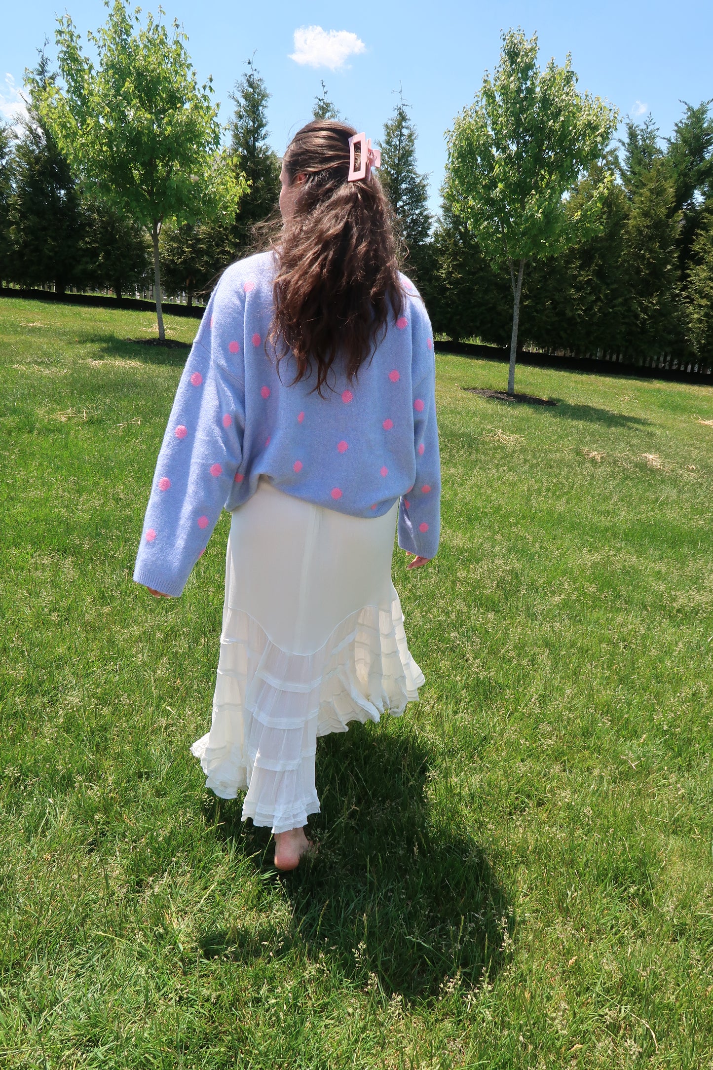 Polka Darling Cardigan- Periwinkle