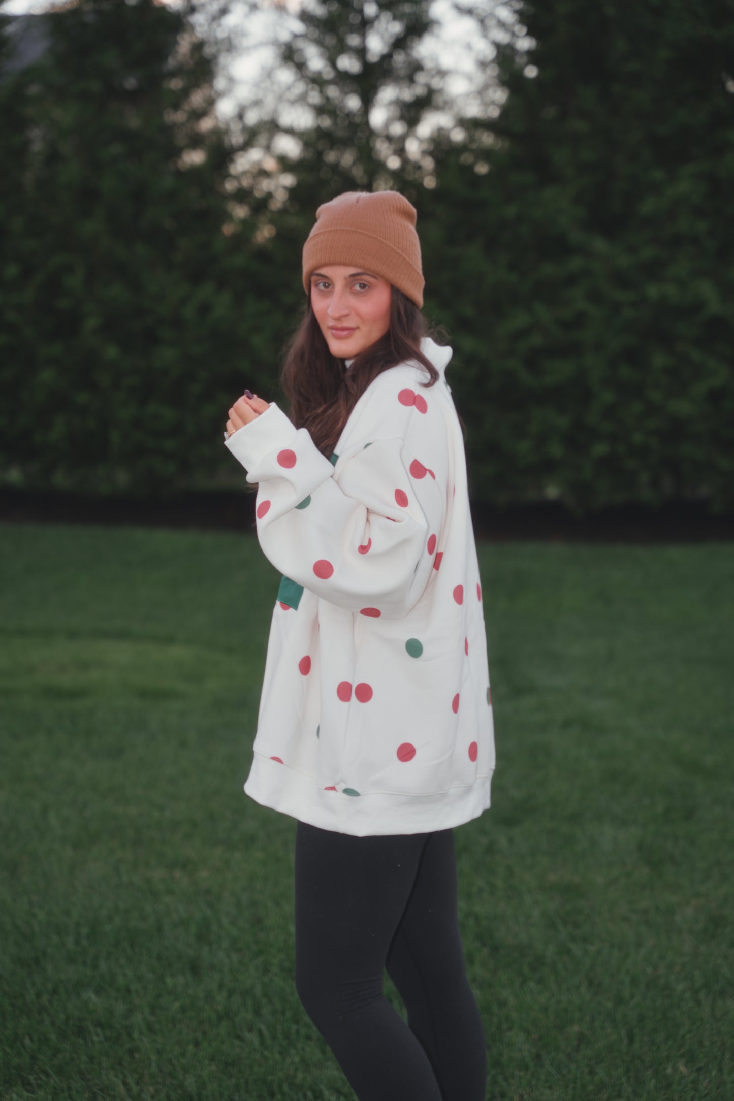 JOY Polka Dot Mock Neck