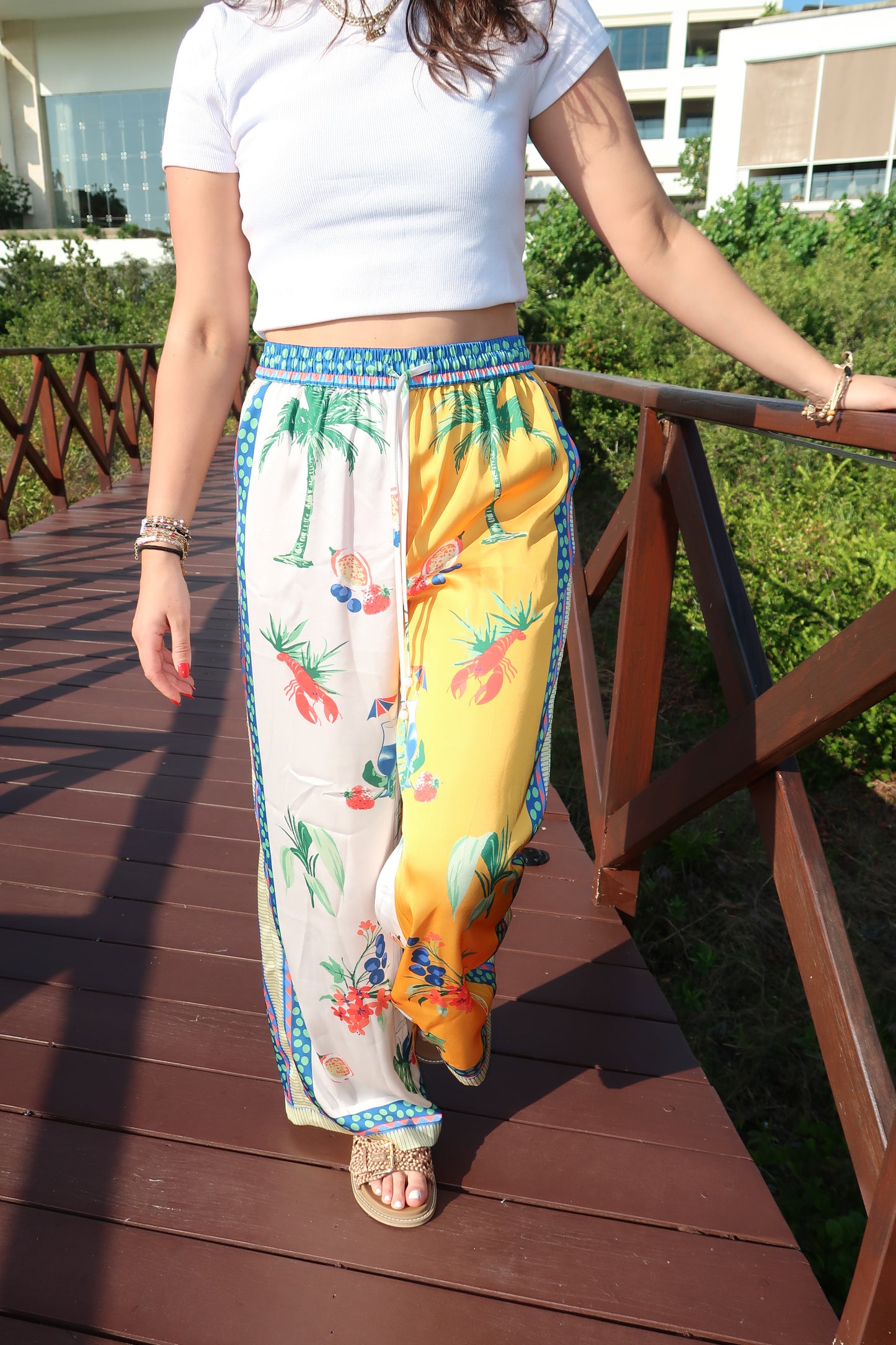 Elastic Waist Tropical Pant