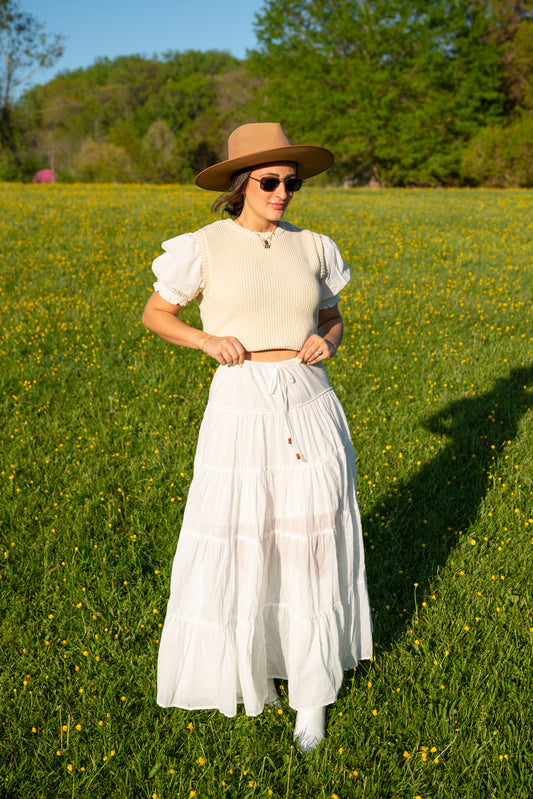 Luna Maxi Skirt- White