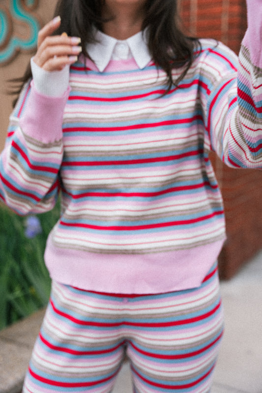 Coastal Candy Knit Top- Red