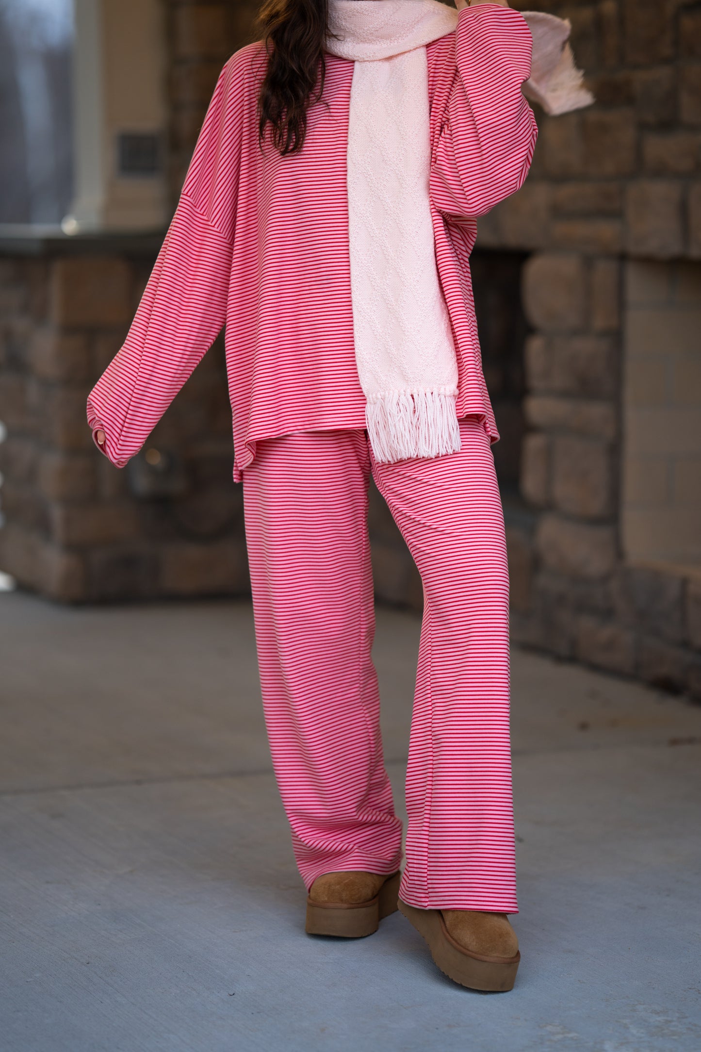 Varsity Lounge Pant-Red/Pink